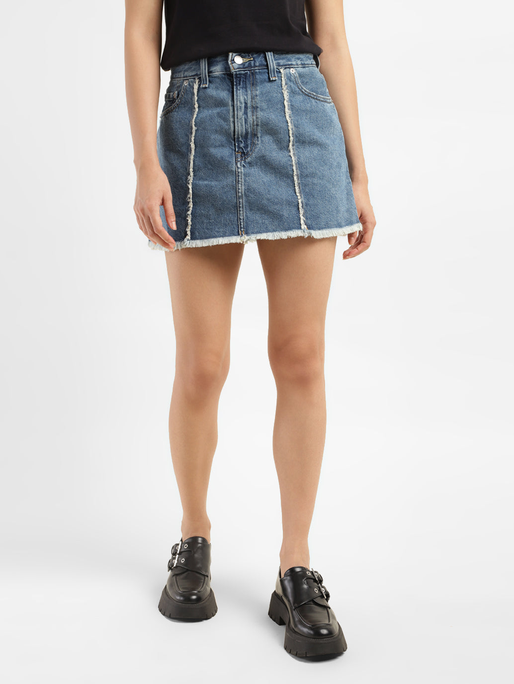 Women's High Rise Blue Regular Fit Skirt - ffa0ac13-5598-4916-92eb-4415f8ba5faf View