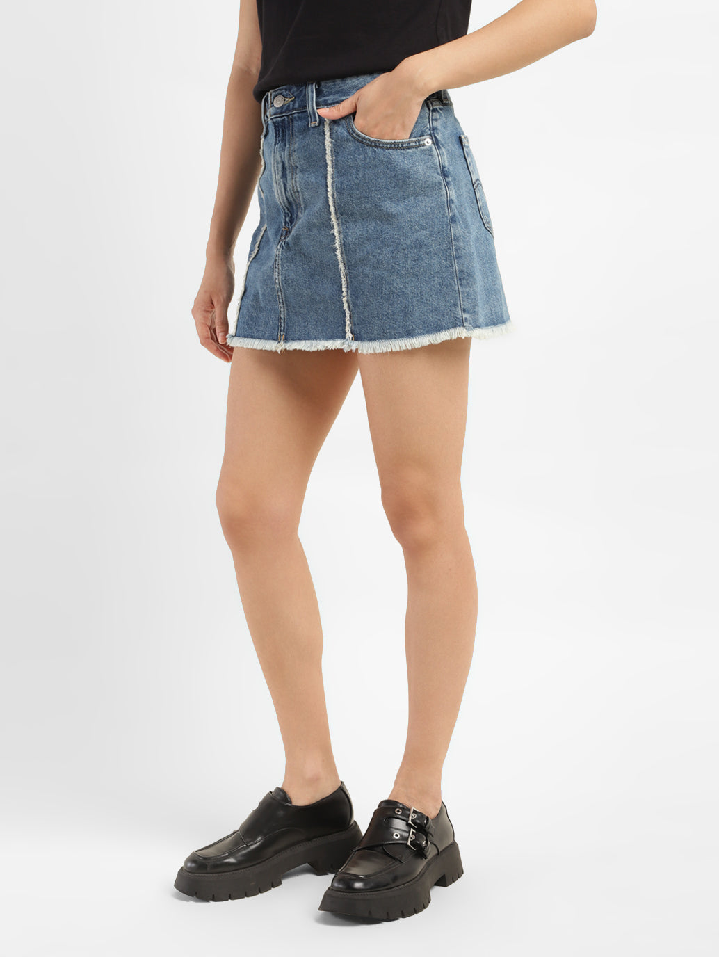 Women's High Rise Blue Regular Fit Skirt - c4372f19-c05e-4b65-82e4-abd22a9b96d1 View