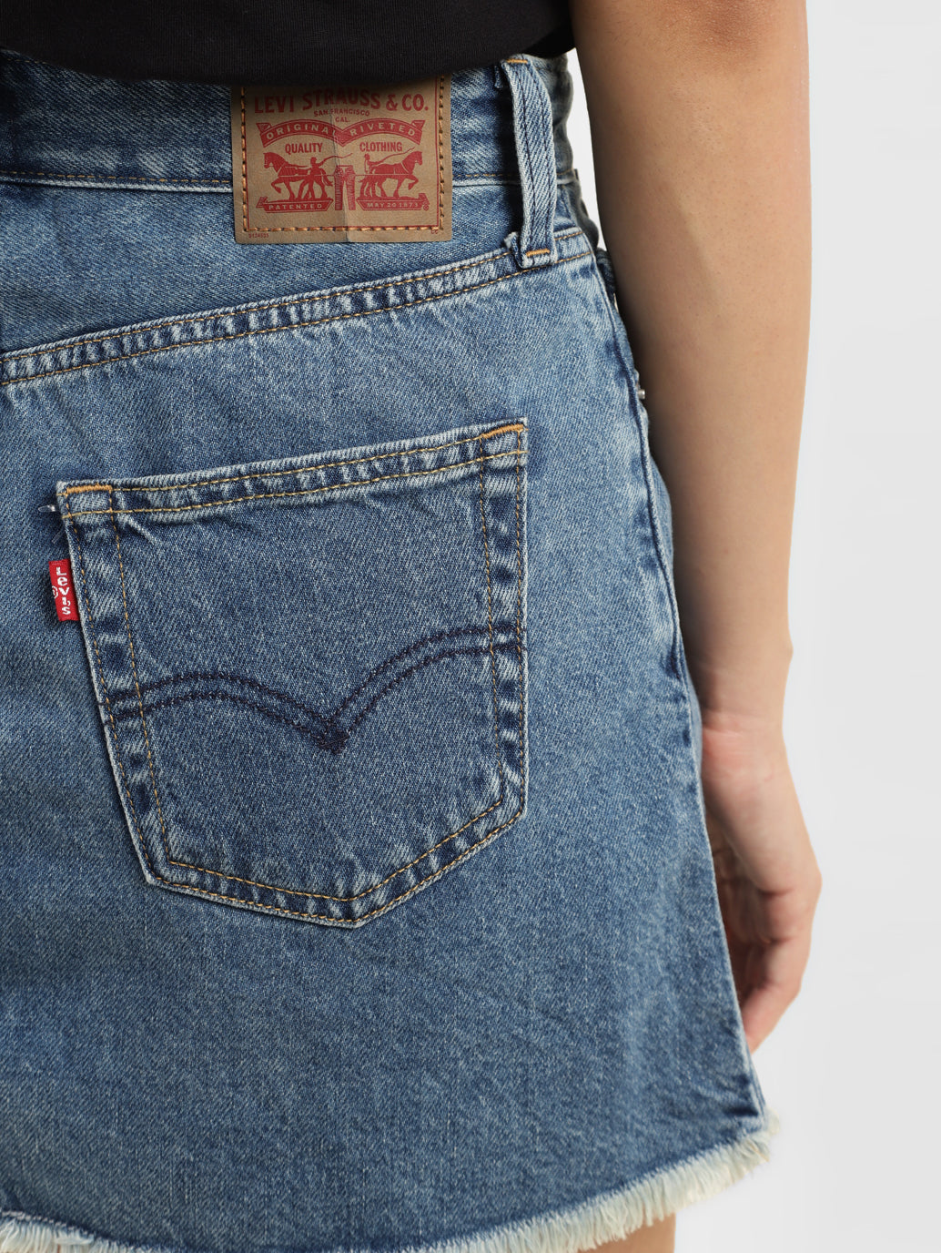Women's High Rise Blue Regular Fit Skirt - BackDetails View