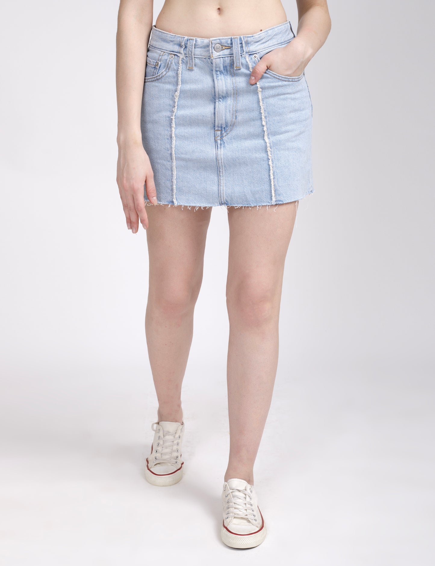 Women's Mid Rise Light Blue Regular Fit Skirt - 1 View