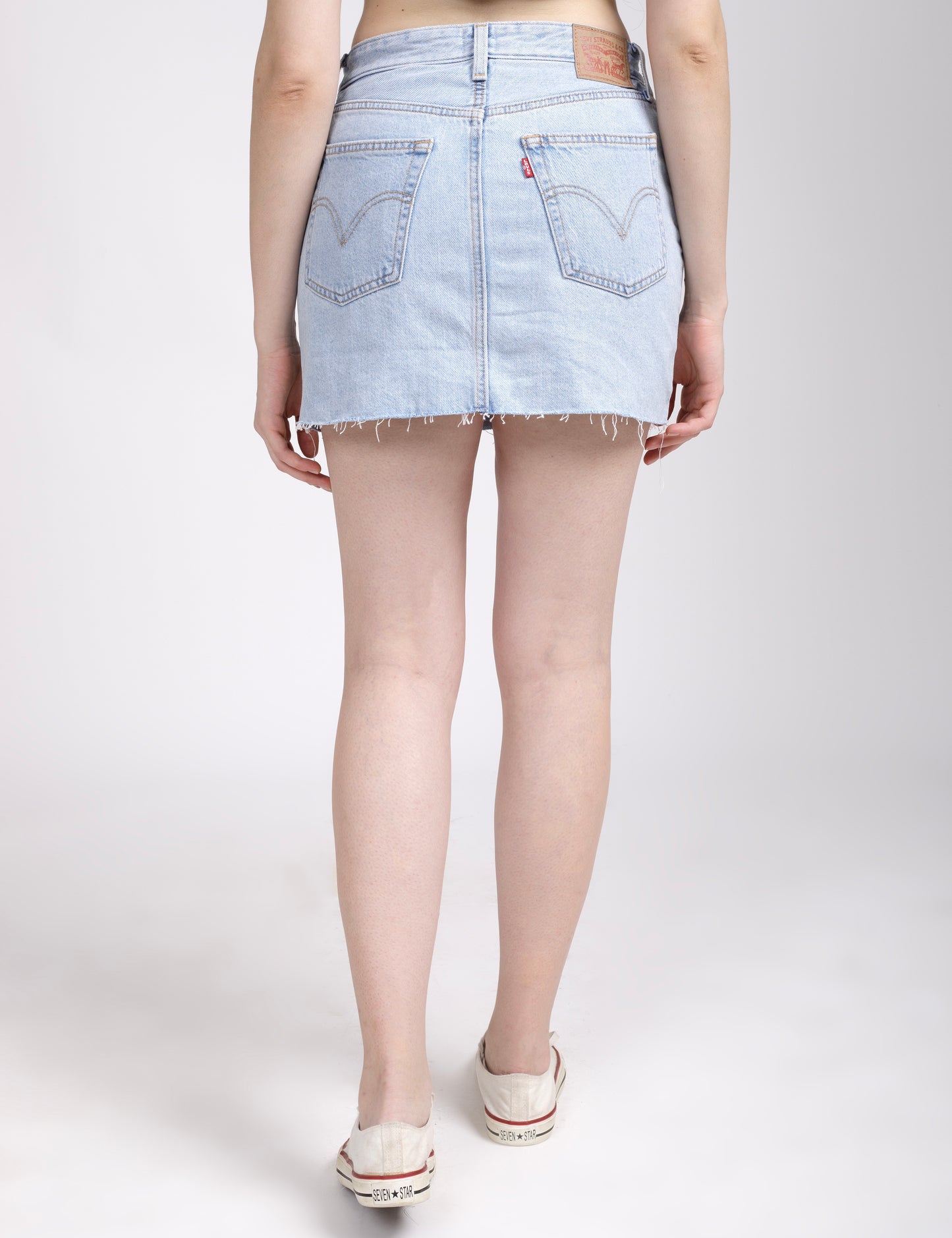 Women's Mid Rise Light Blue Regular Fit Skirt - 3 View