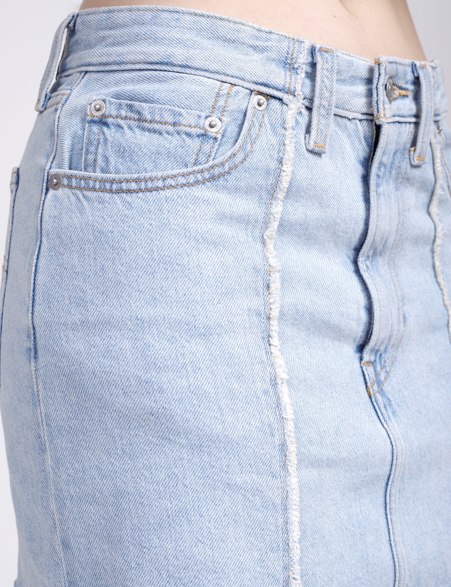 Women's Mid Rise Light Blue Regular Fit Skirt - 5 View