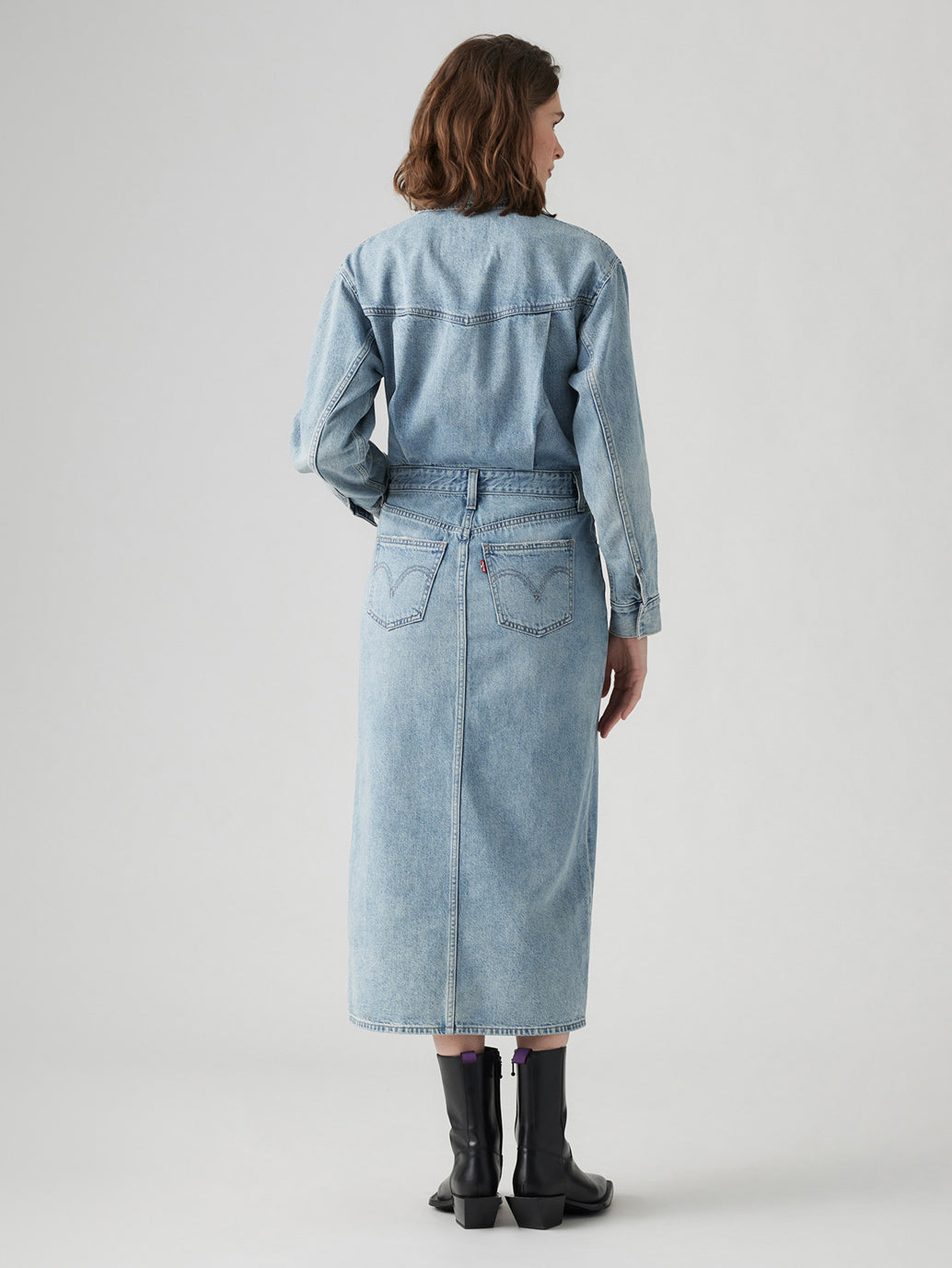 Women's Solid Blue Spread Collar Denim Dress - 445dab4c-aa0f-494e-9a65-d37a7d84adec View