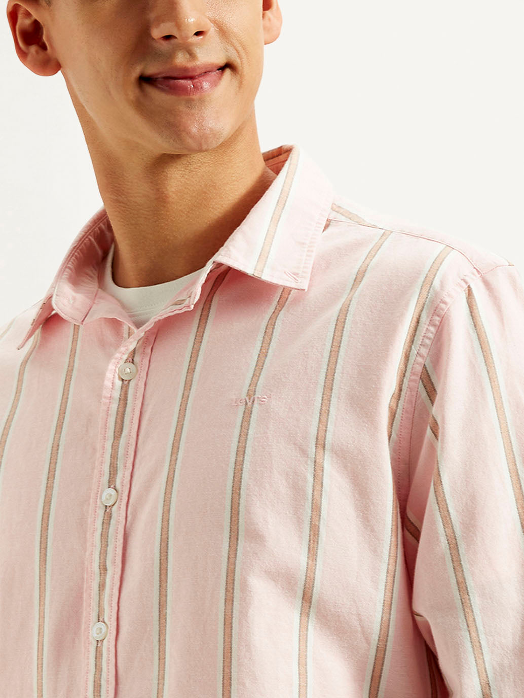 Men's Striped Slim Fit Oxford Shirt - Detail View