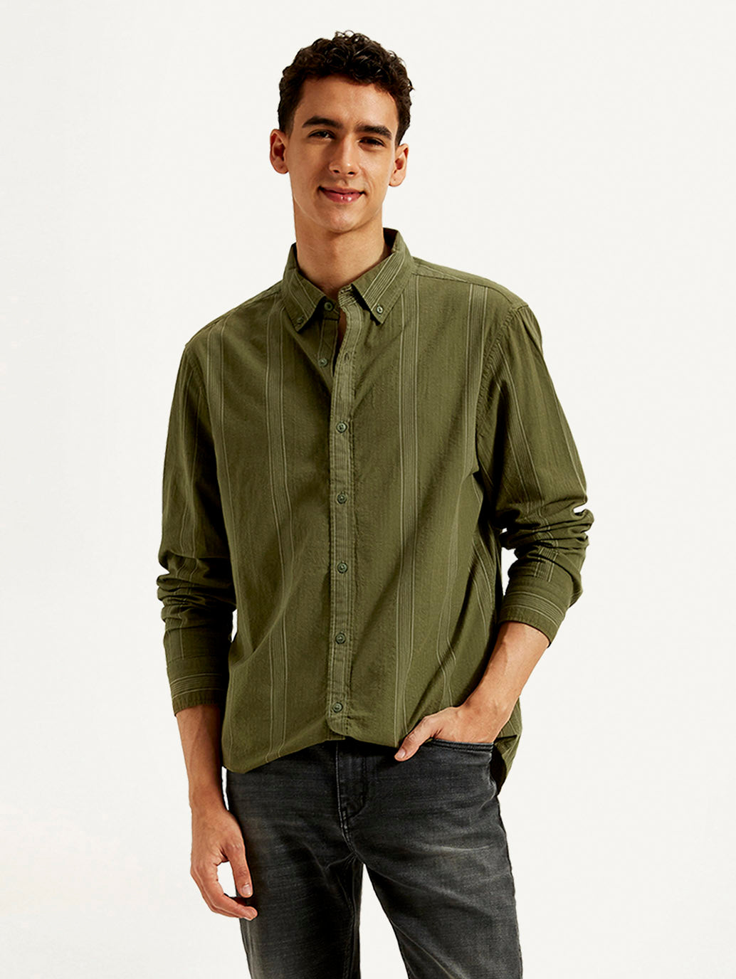 Men's Striped Slim Fit Shirt - Styleshot View