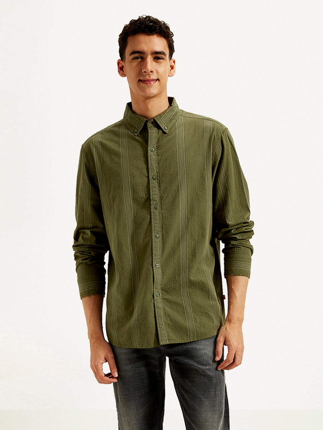 Men's Striped Slim Fit Shirt - Front View