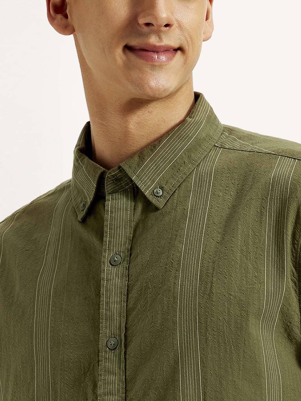 Men's Striped Slim Fit Shirt - Detail View