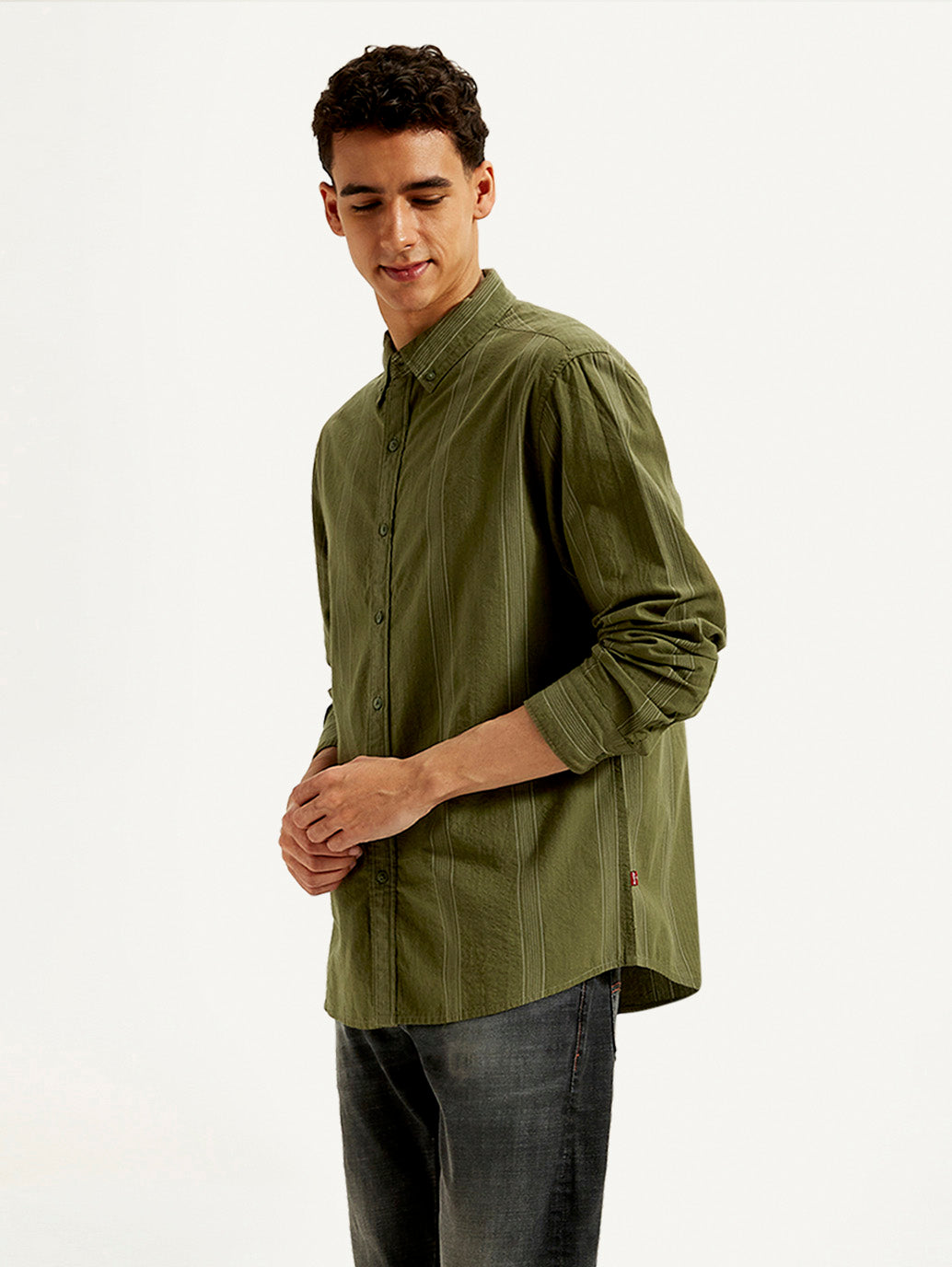 Men's Striped Slim Fit Shirt - Side View