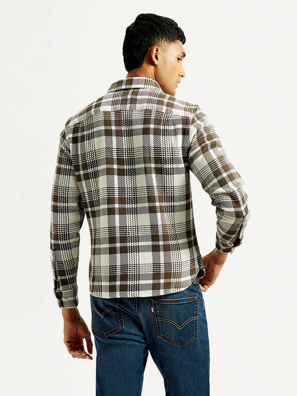 Men's Plaid Relaxed Fit Shirt - Back View