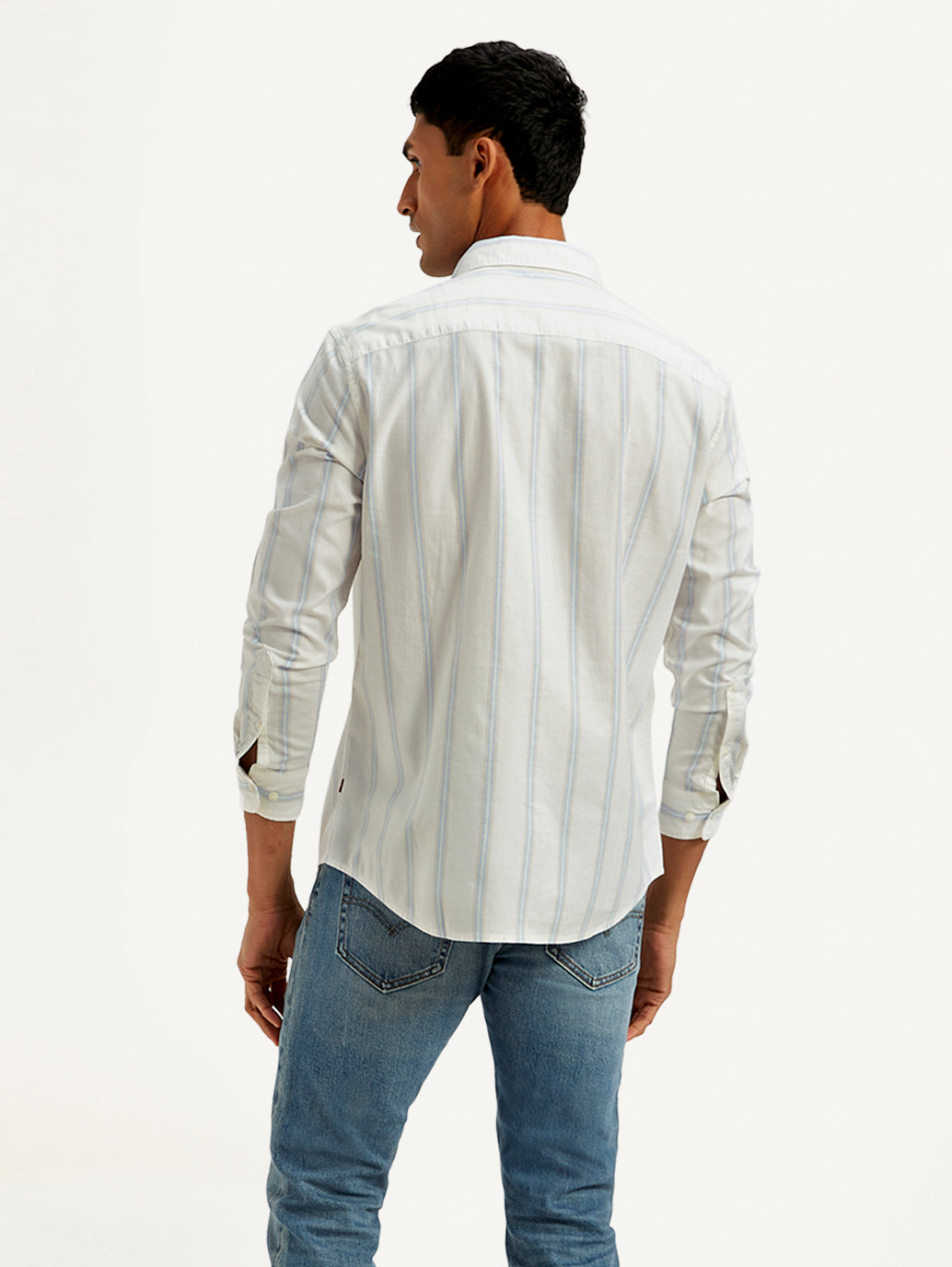 Men's Striped Slim Fit Oxford Shirt - Back View