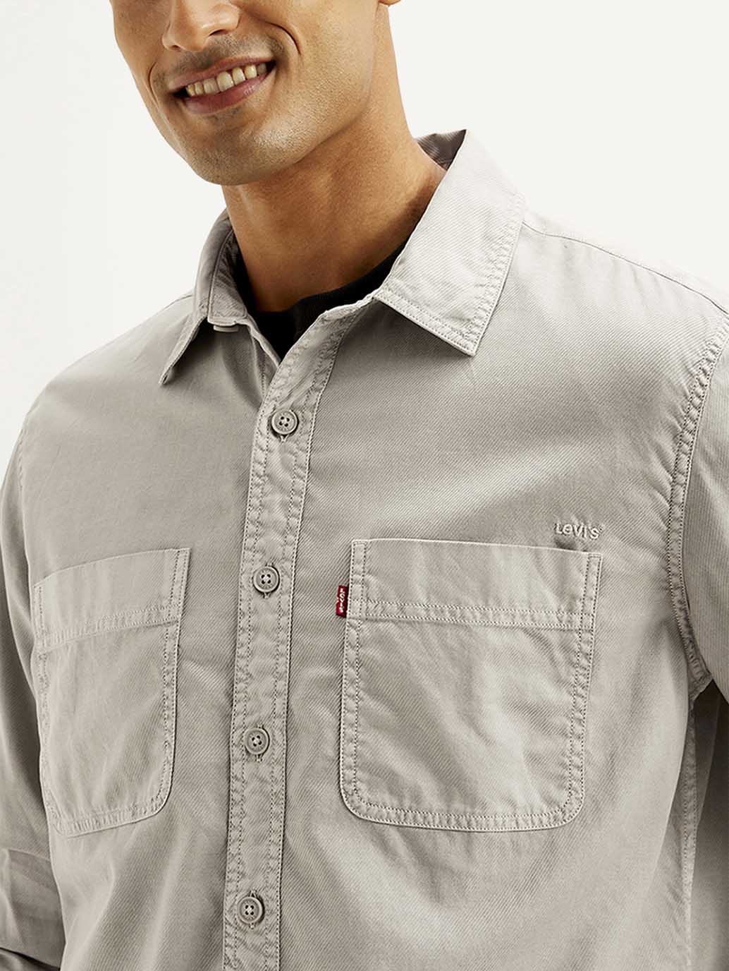 Men's Solid Overdyed Relaxed Fit Shirt - Detail View