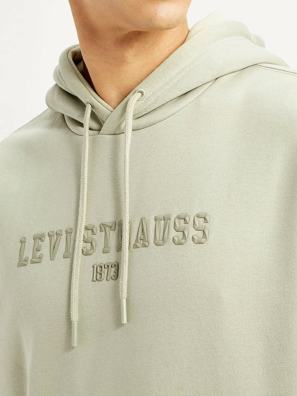 Men's Typography Beige Hooded Sweatshirt - Detail View
