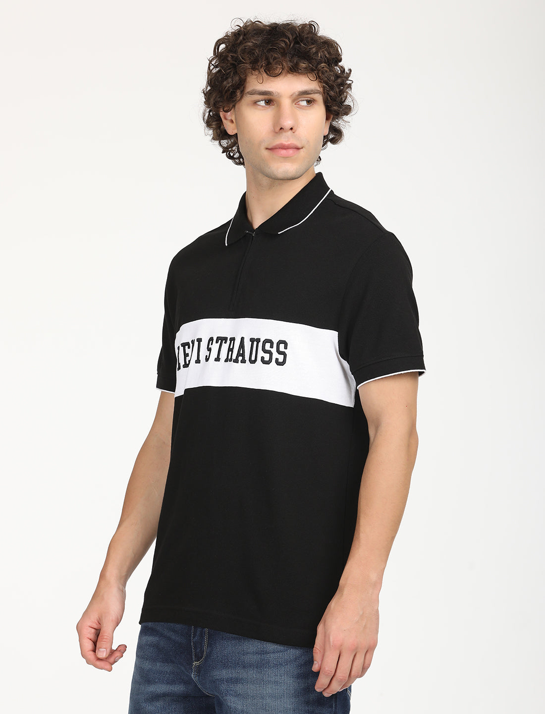 Men's Brand Logo Slim Fit Polo T-shirt - RightSide View