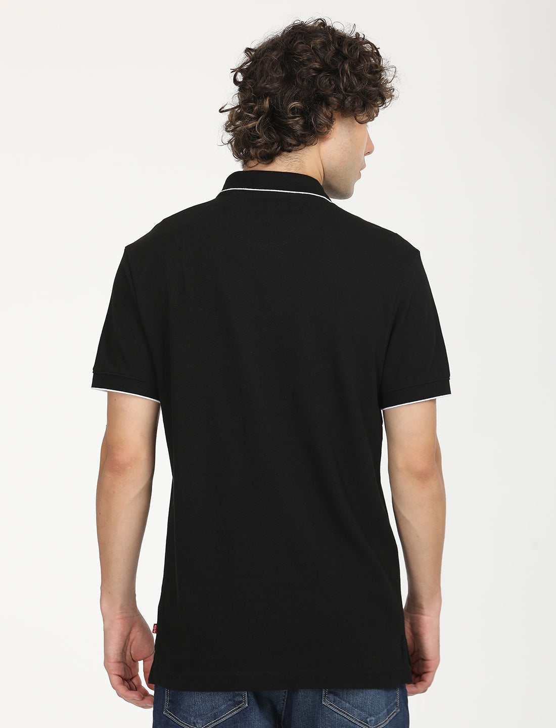 Men's Brand Logo Slim Fit Polo T-shirt - Back View