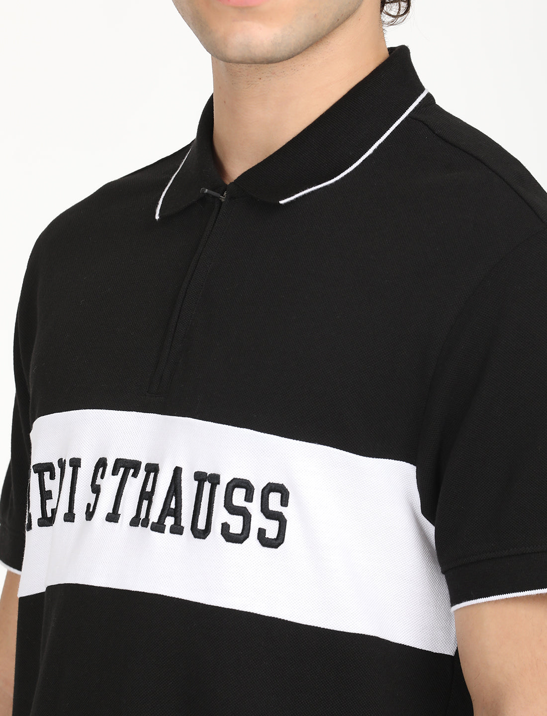 Men's Brand Logo Slim Fit Polo T-shirt - Detail View