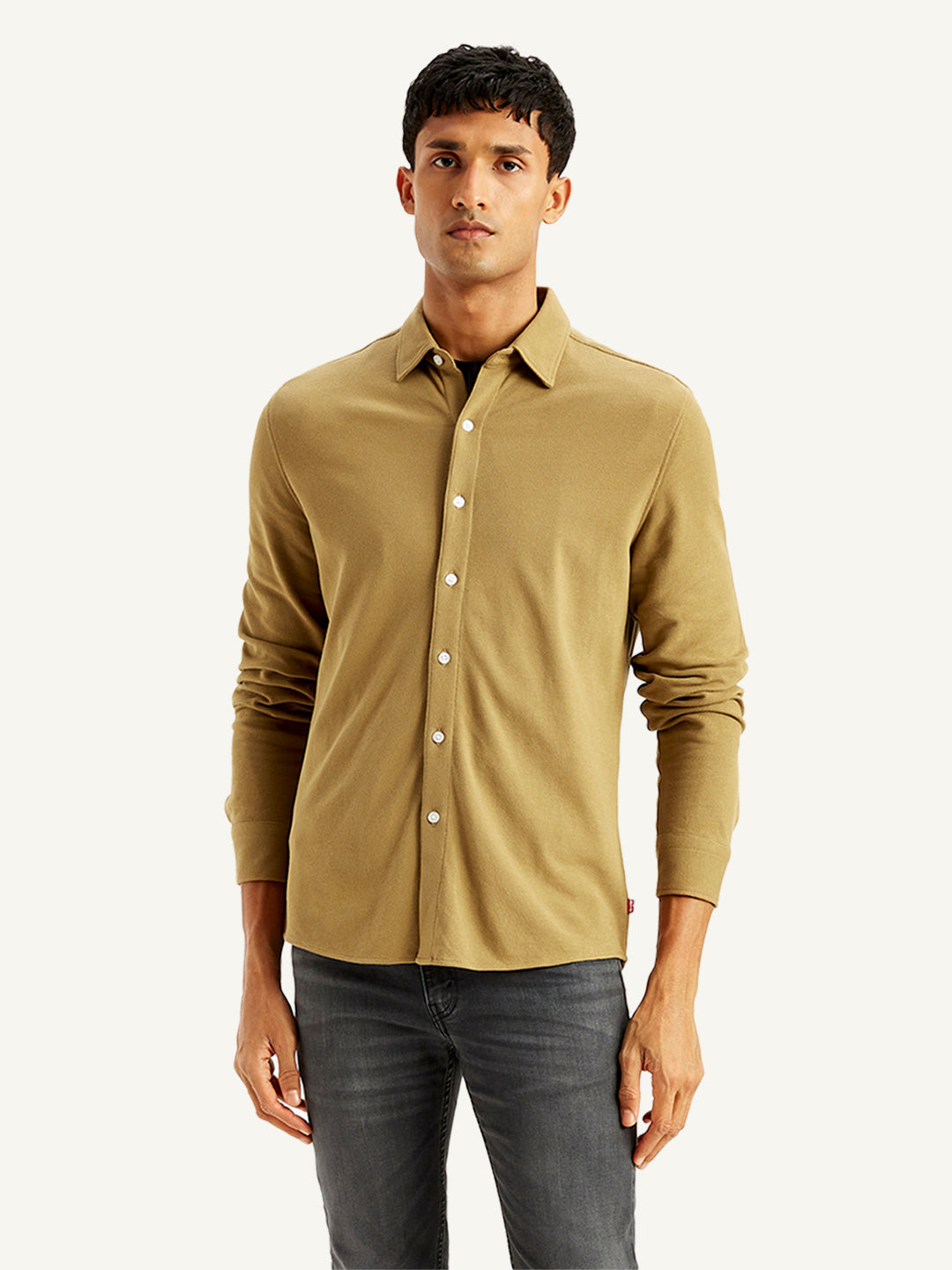 Men's Solid Slim Fit Shirt - Front View