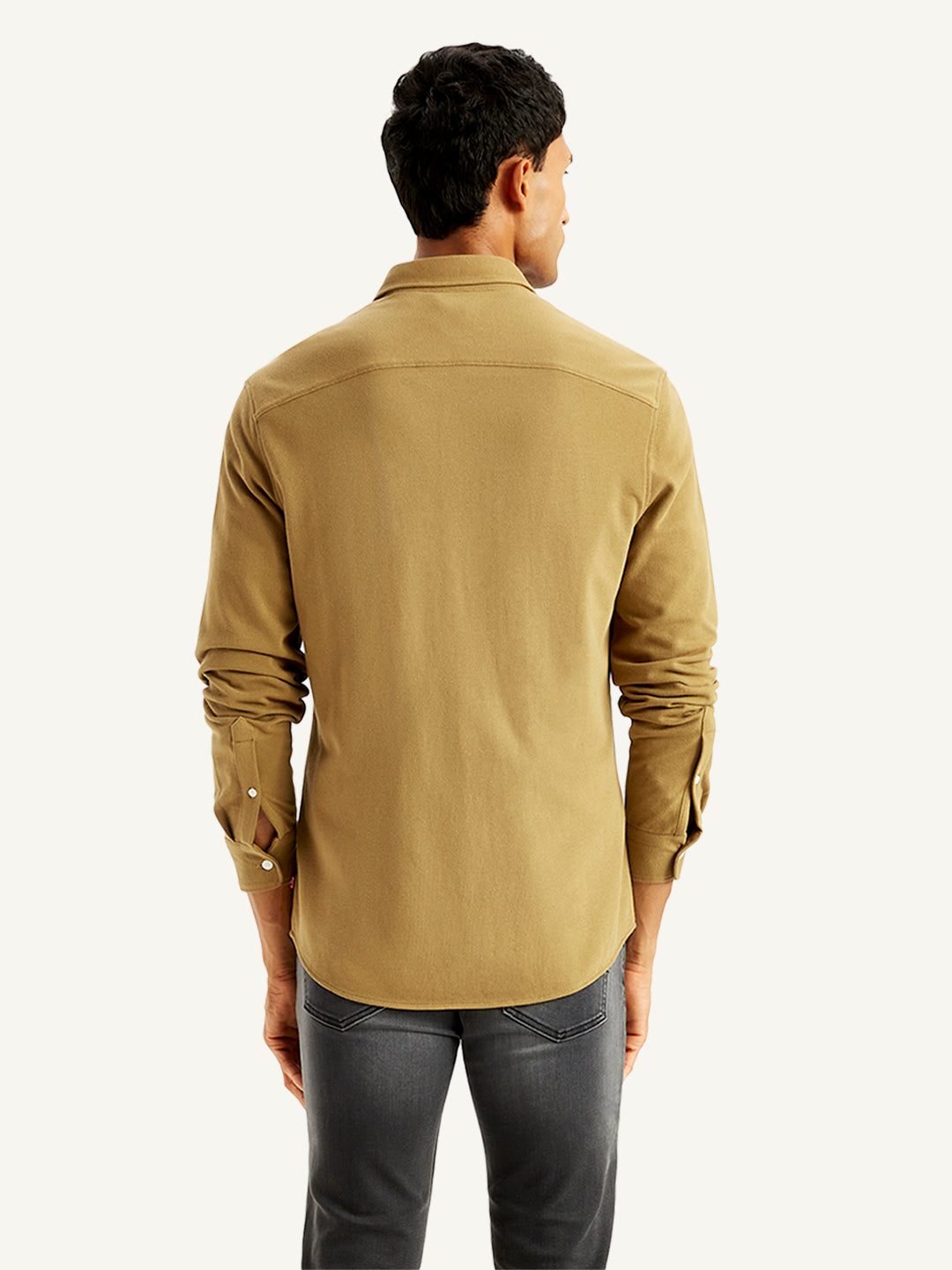 Men's Solid Slim Fit Shirt - Back View