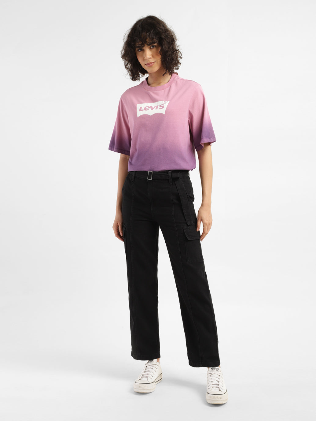 Women's Mid Rise 94 Baggy Fit Cargo Jeans - ModelFront View