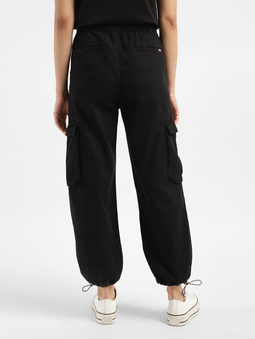 Women's Black Relaxed Fit High Rise Cargo Jogger - ccf96315-30be-4649-bce6-58736fa41ee3 View