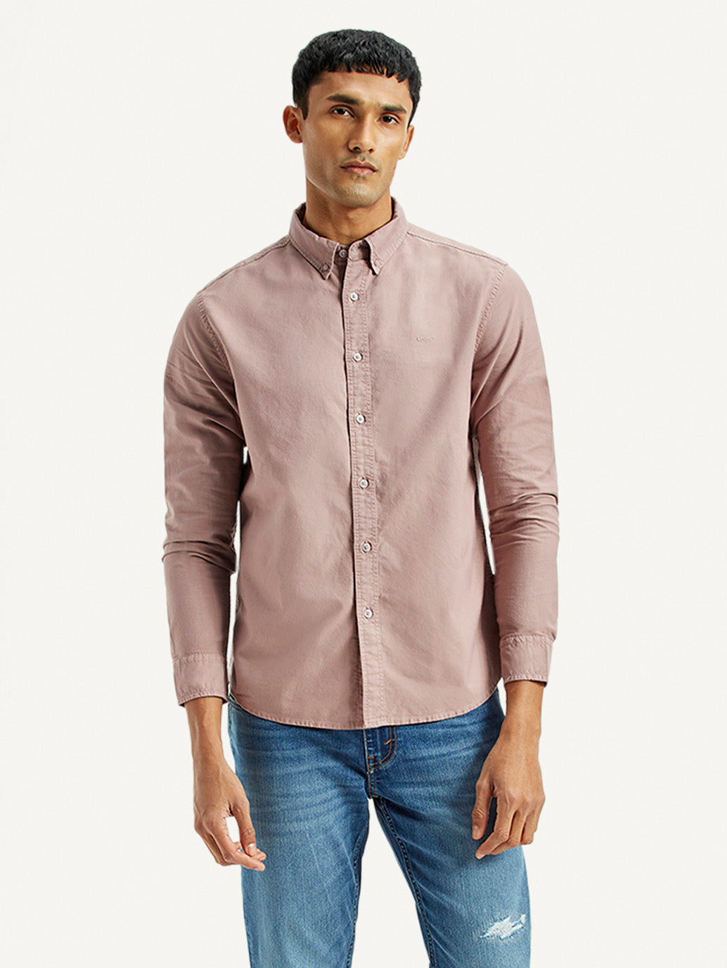 Men's Solid Overdyed Slim Fit Shirt - Styleshot View