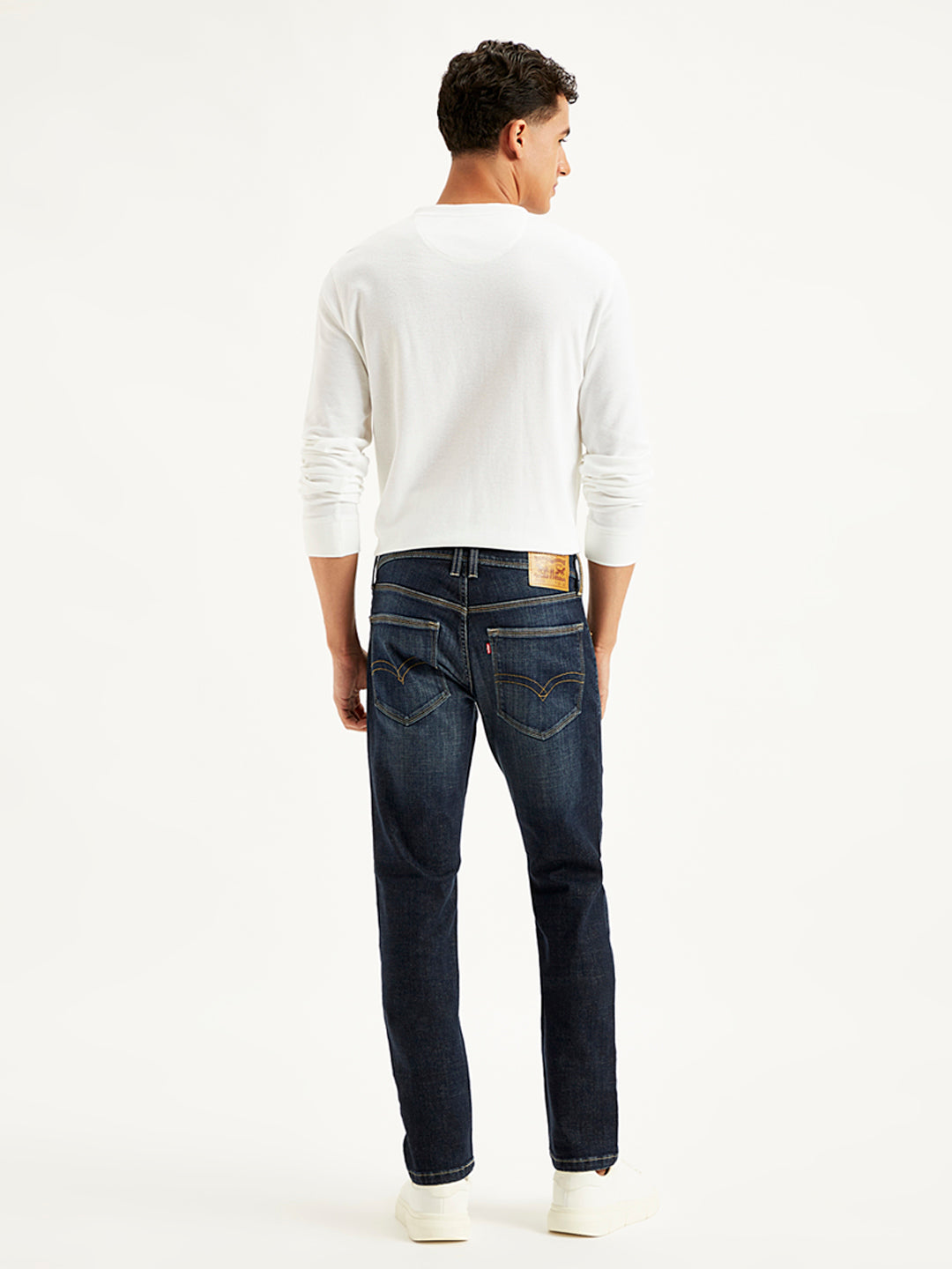 Men's 65504 Navy Blue Skinny Fit Mid Rise Jeans - Back View