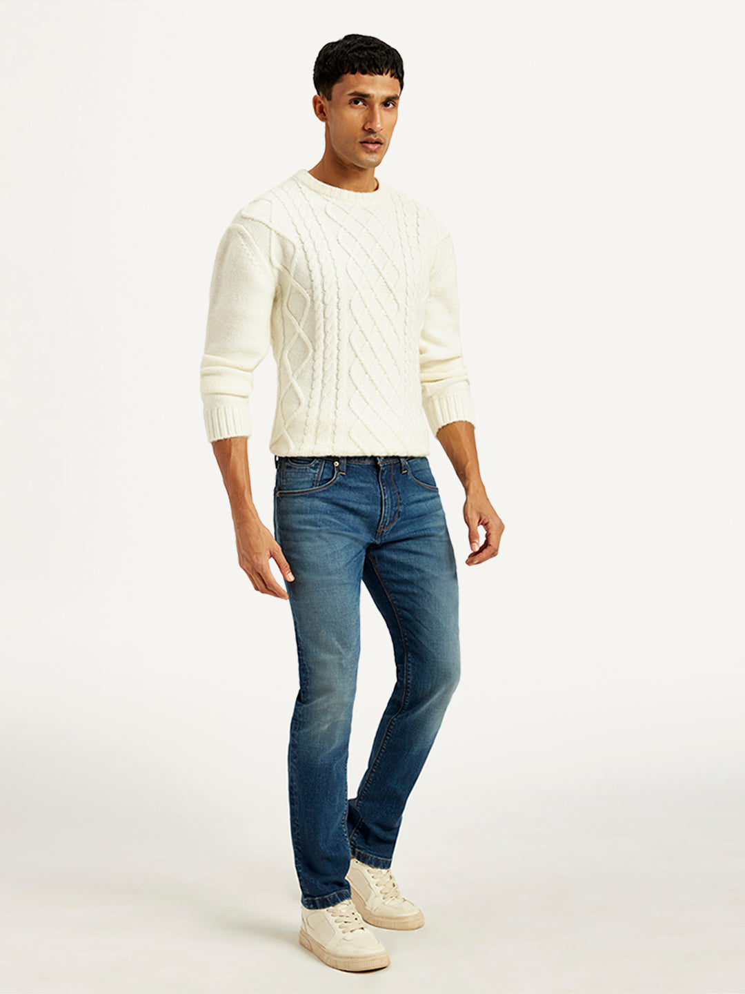 Men's 65504 Blue Skinny Fit Mid Rise Jeans - Side View