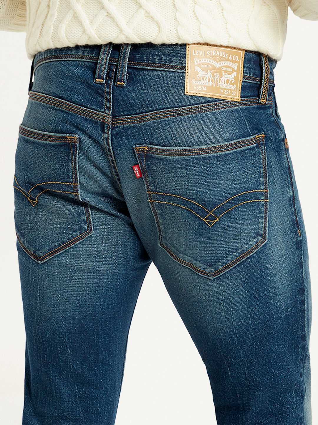 Men's 65504 Blue Skinny Fit Mid Rise Jeans - Detail View