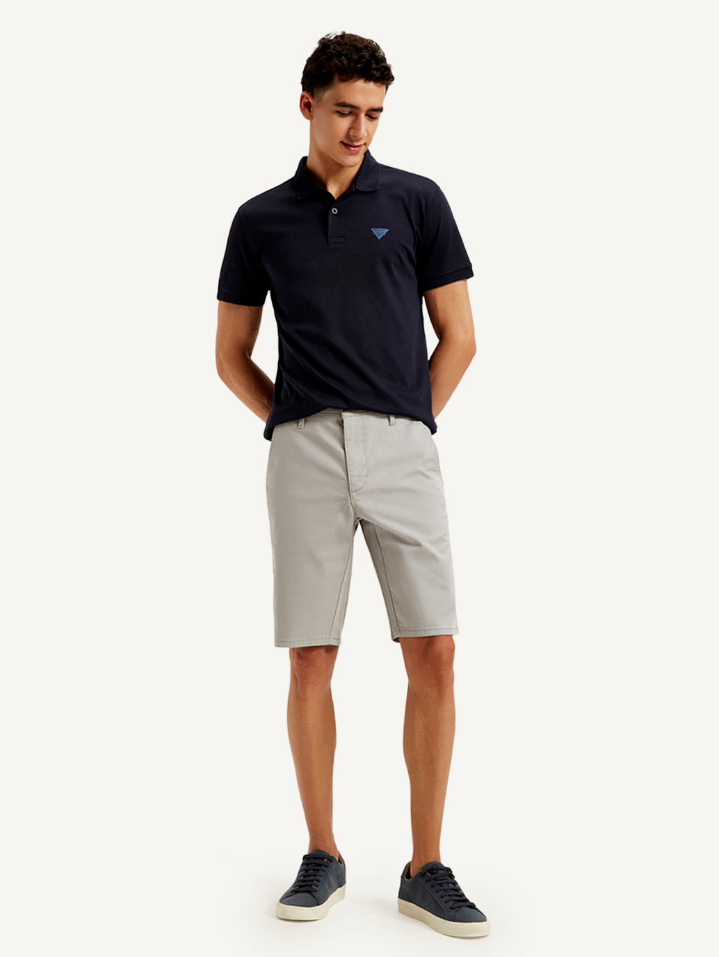 Men's Grey Tapered Shorts - Styleshot View