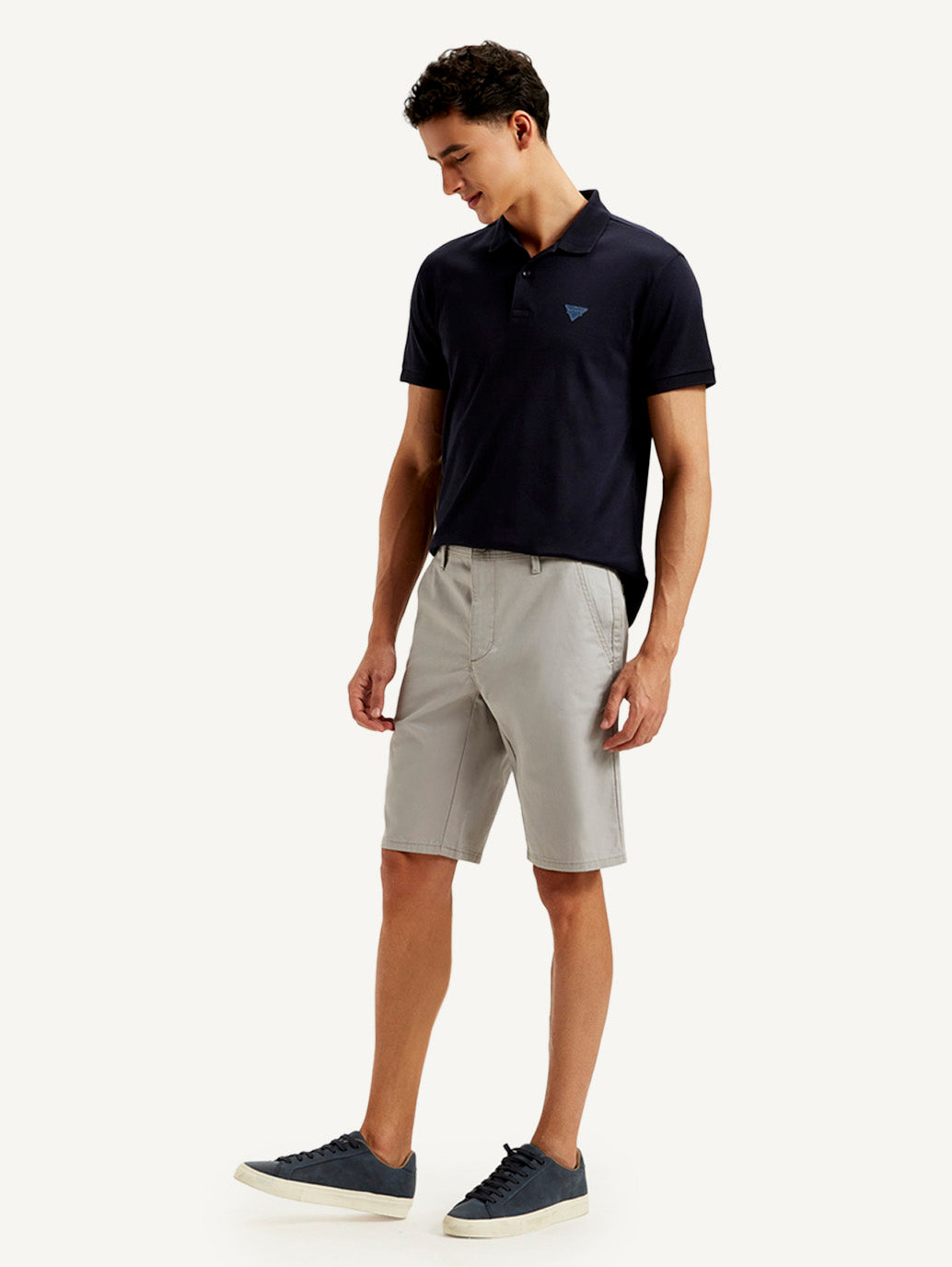 Men's Grey Tapered Shorts - Side View