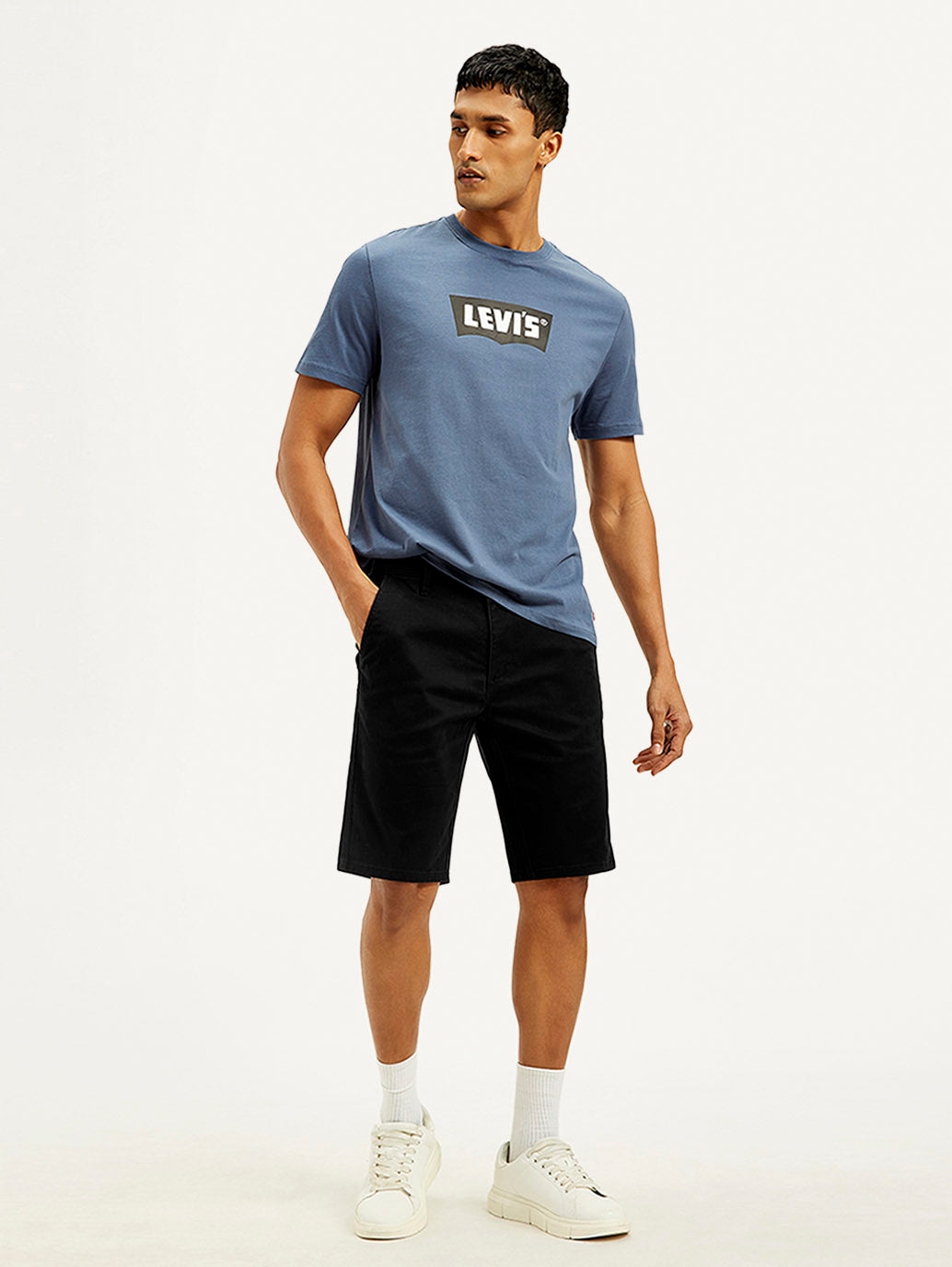 Men's Black Tapered Shorts - Styleshot View