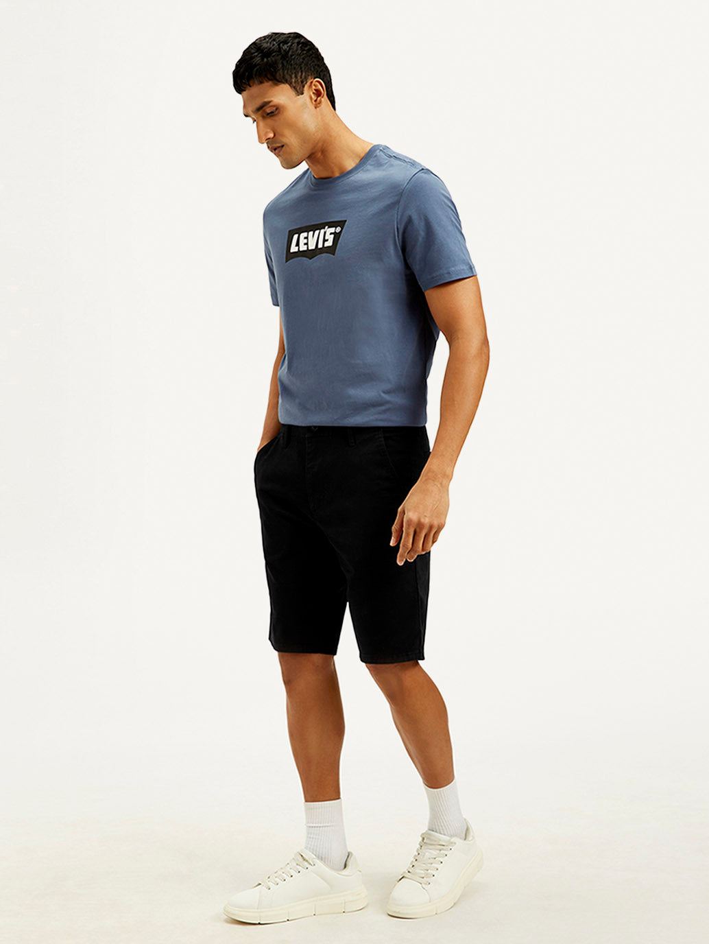 Men's Black Tapered Shorts - Side View