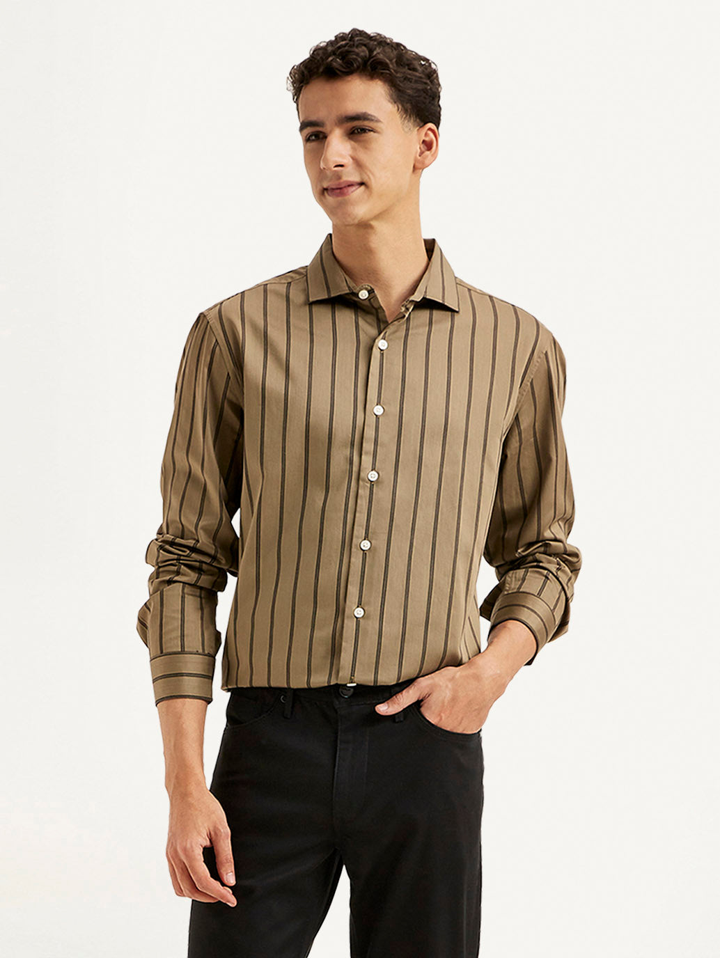Men's Redloop Striped Slim Fit Shirt - Styleshot View