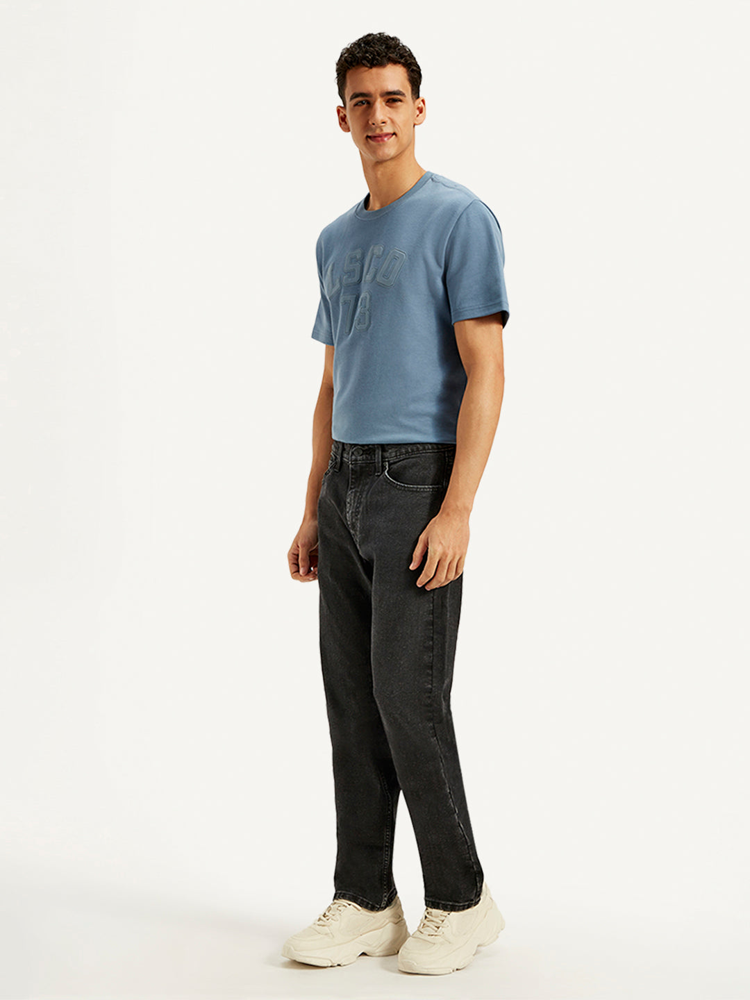 Men's 505 Black Straight Fit Mid Rise Jeans - 20 View