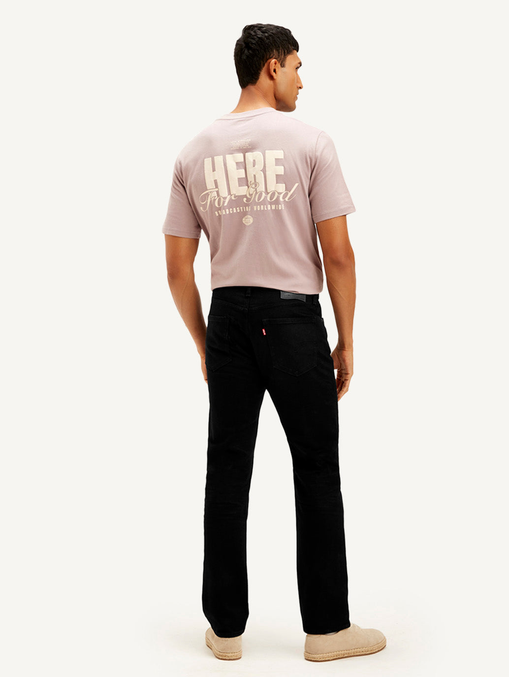 Men's 505 Black Straight Fit Mid Rise Jeans - Back View