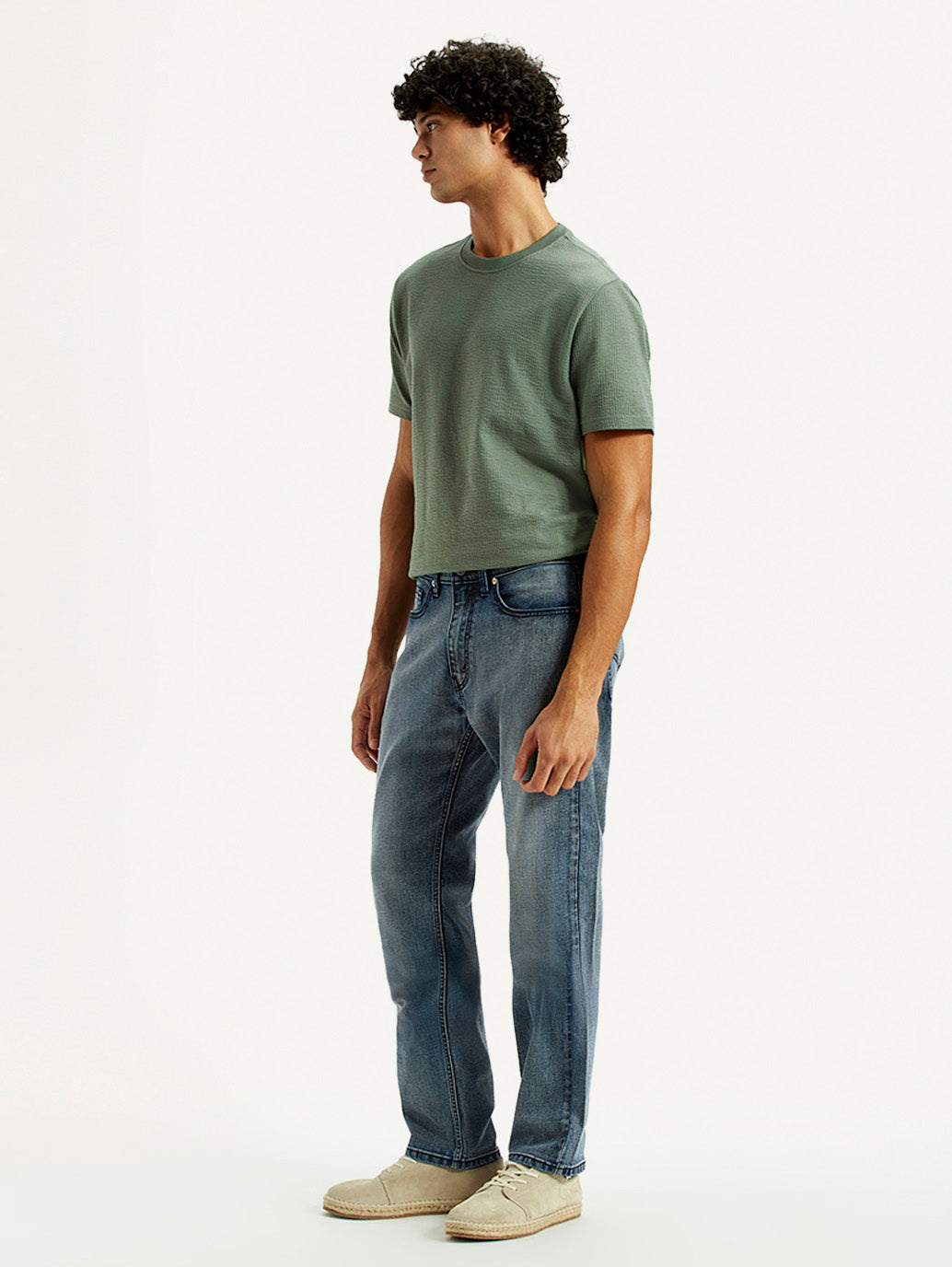 Men's 505 Dark Indigo Straight Fit Mid Rise Jeans - Side View