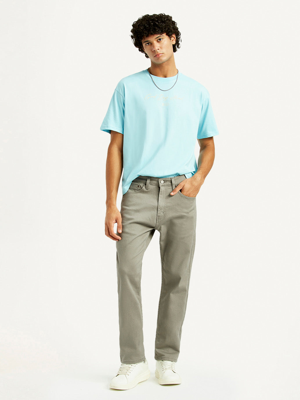 Men's 505 Grey Straight Fit Mid Rise Jeans - Styleshot View