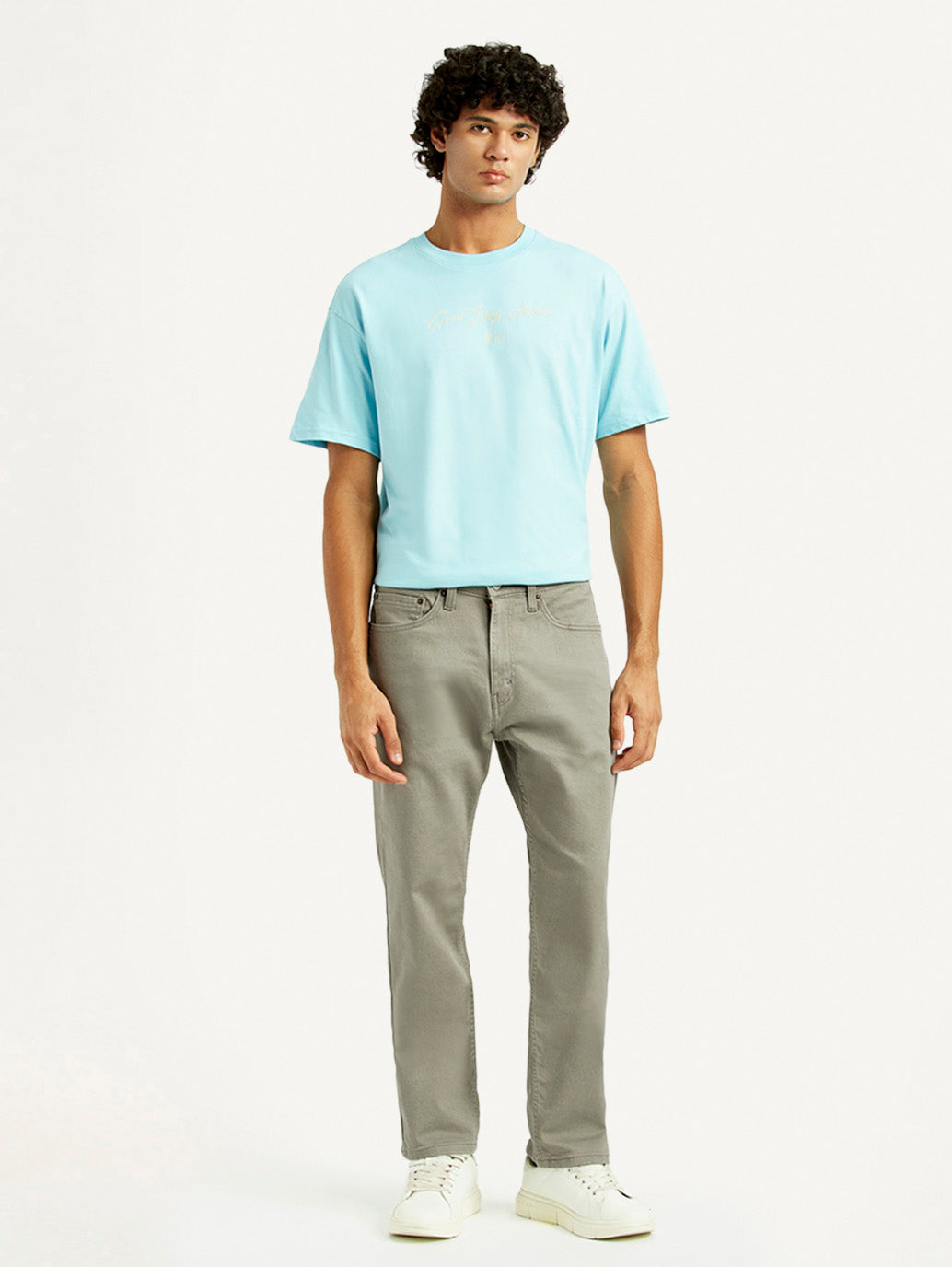 Men's 505 Grey Straight Fit Mid Rise Jeans - Front View