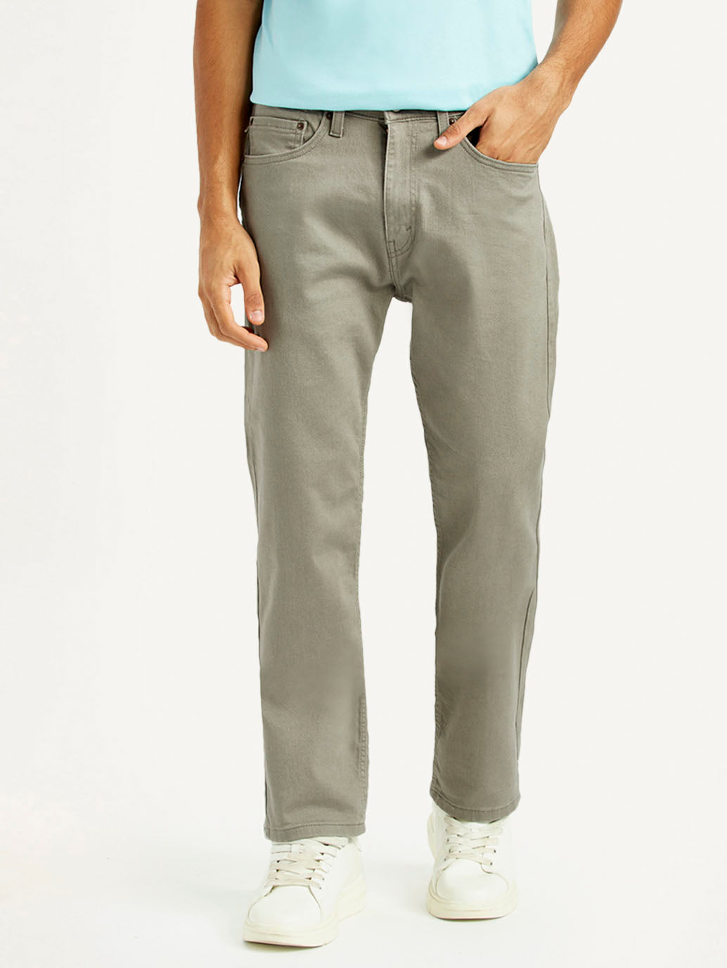 Men's 505 Grey Straight Fit Mid Rise Jeans - Front View