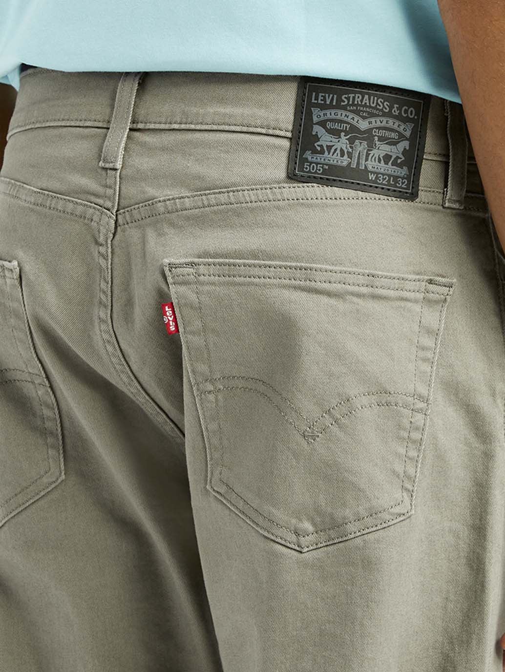 Men's 505 Grey Straight Fit Mid Rise Jeans - Detail View
