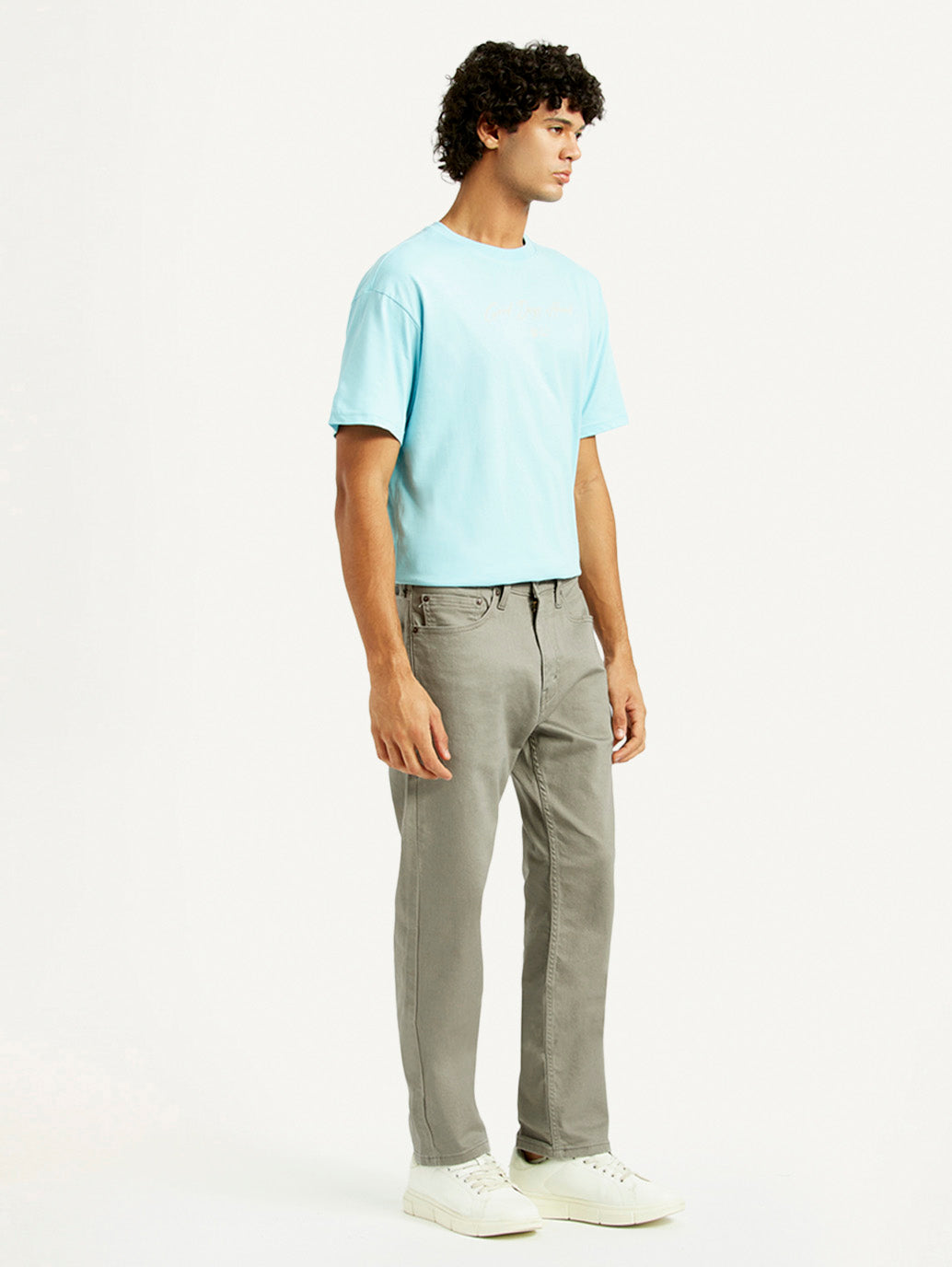 Men's 505 Grey Straight Fit Mid Rise Jeans - Side View