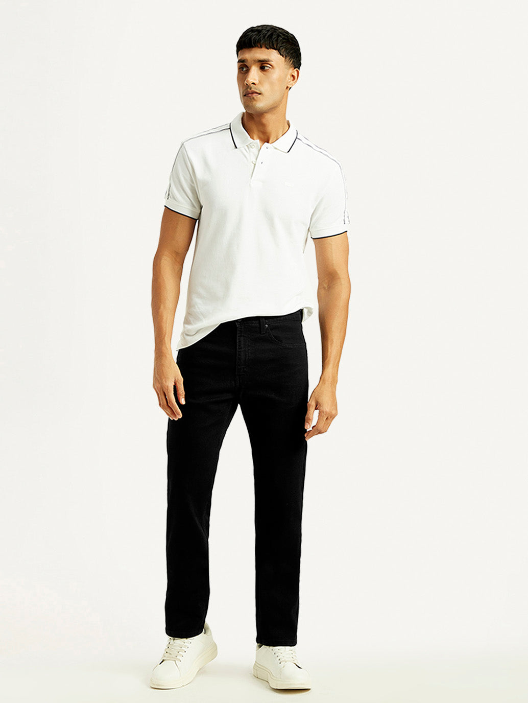 Men's 505 Black Straight Fit Mid Rise Jeans - Styleshot View