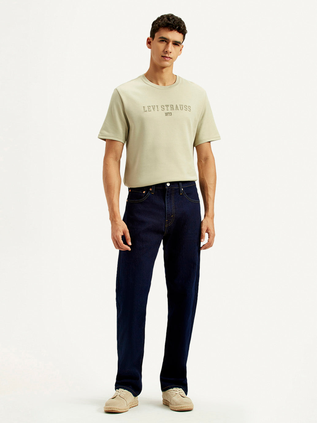 Men's 505 Navy Blue Straight Fit Mid Rise Jeans - Front View