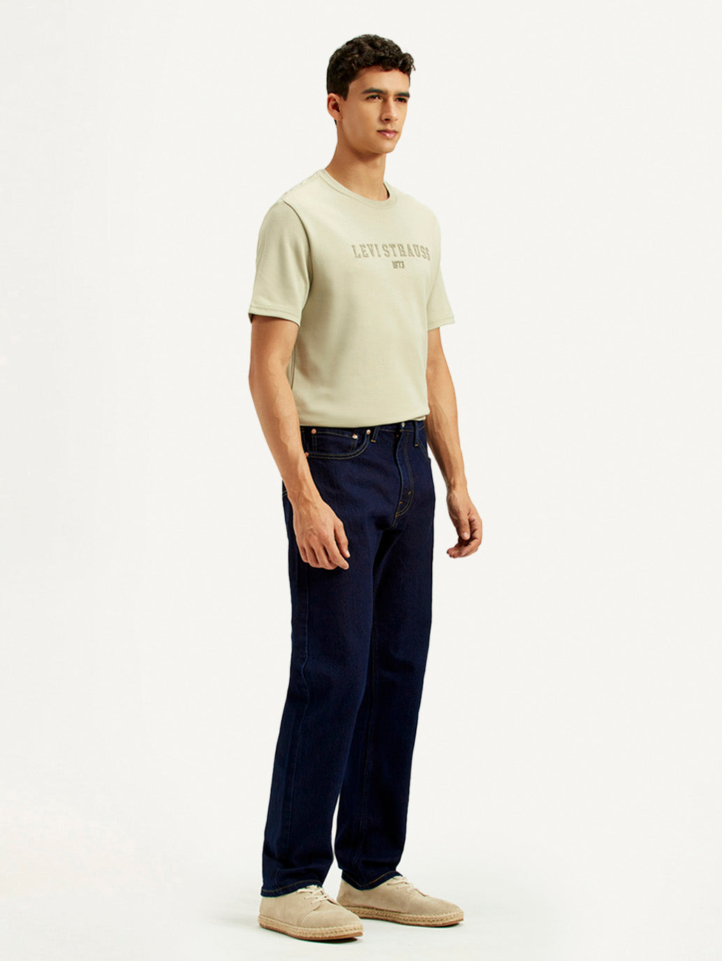 Men's 505 Navy Blue Straight Fit Mid Rise Jeans - Side View