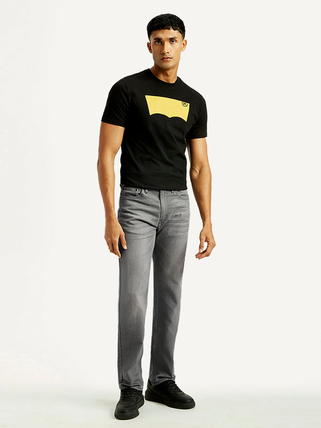 Men's 505 Light Grey Straight Fit Mid Rise Jeans - Front View