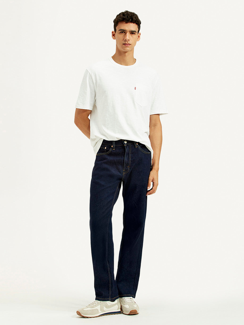 Men's 505 Navy Blue Straight Fit Mid Rise Jeans - Styleshot View