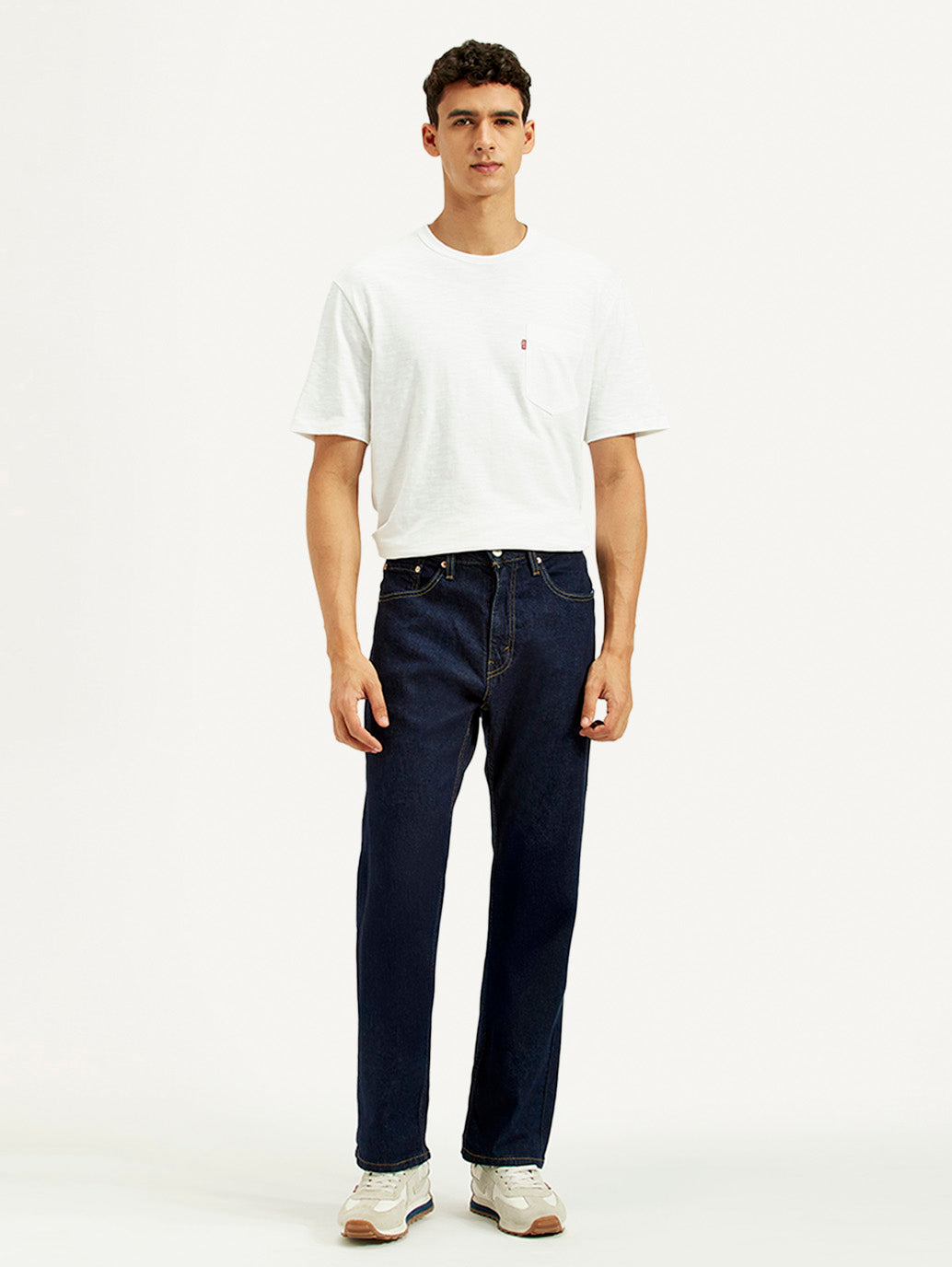 Men's 505 Navy Blue Straight Fit Mid Rise Jeans - Front View