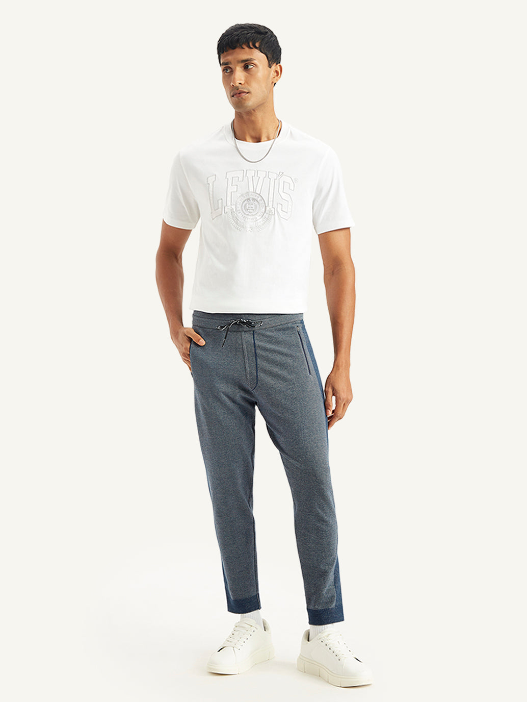 Men's Navy Jogger Trousers - Styleshot View