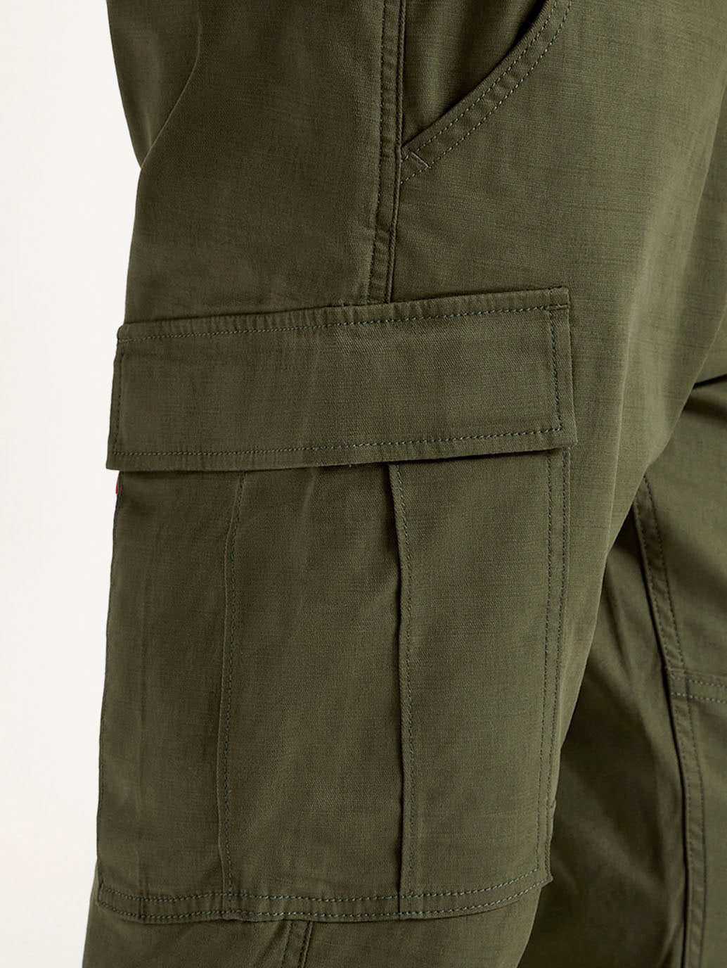 Men's Green Slim Fit Mid Rise Cargo Trousers - Detail View
