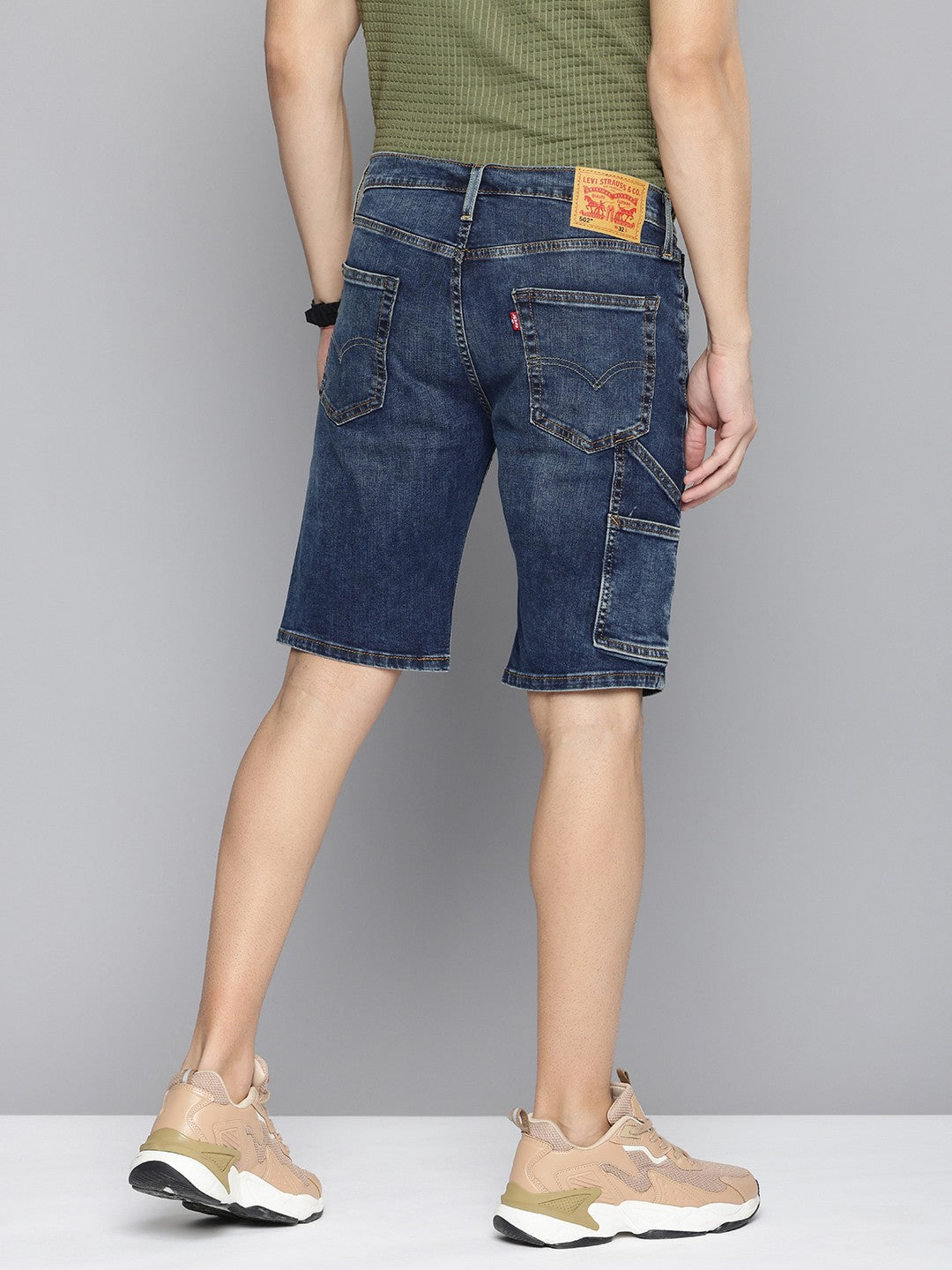 Men's 502 Blue Tapered Fit Denim Shorts - 3 View