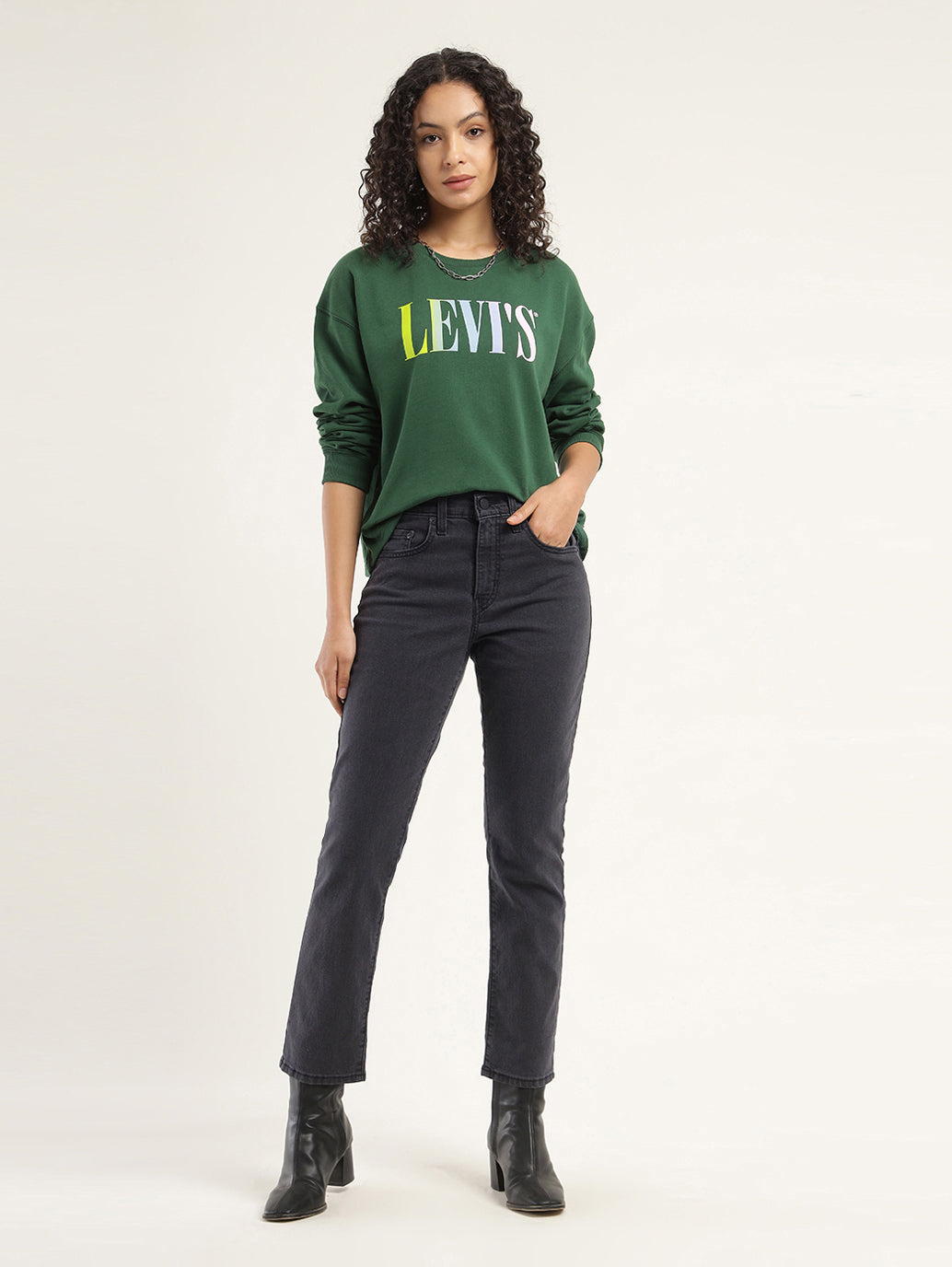 Women's 710 Black Skinny Fit High Rise Jeans - Styleshot View